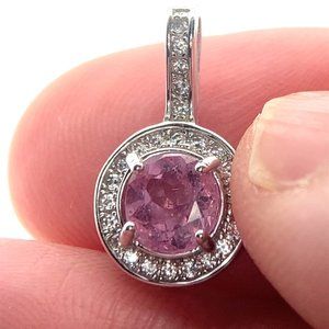 Tajik Pink Spinel 1.02ct White Gold Finish Solid 925 Sterling Silver Pendant